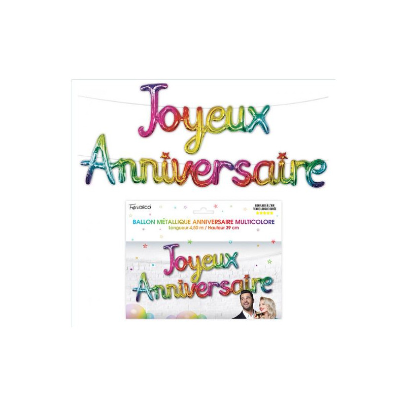 GUIRLANDE BALLON JOYEUX ANNIVERSAIRE MULTICOLORE Ouest Fetes