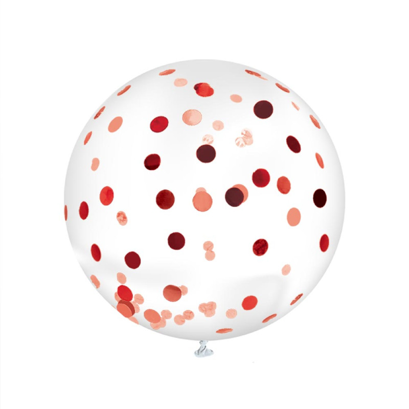 BALLON CONFETTIS GEANT 100CM ROUGE Ouest Fetes