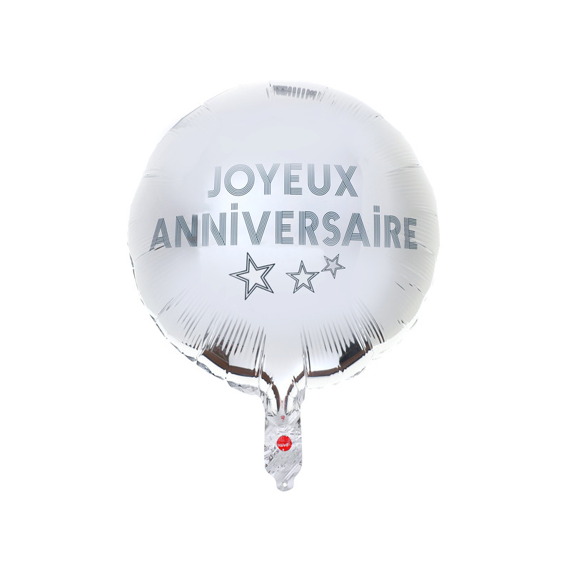 Ballon Joyeux Anniversaire Blanc/Or Rose ø45cm : Ballon hélium