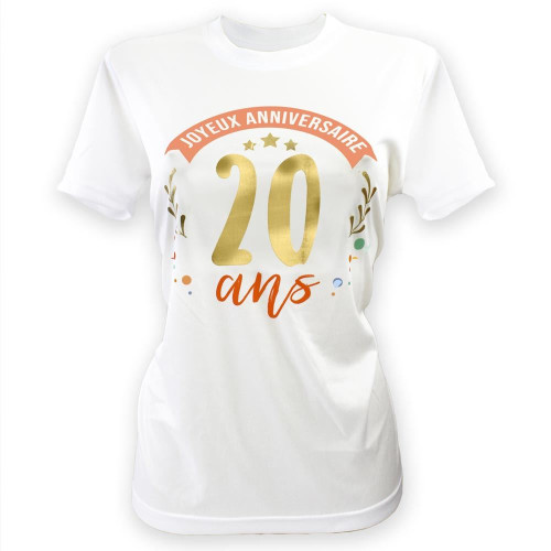 TEE SHIRT A DEDICACER FEMME 20 ANS