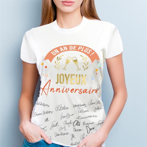 Tee-Shirt Anniversaire 50 ans Bleu/Or à signer