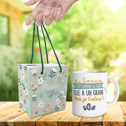 POCHETTE CADEAU MUG &quot;PLAISIR D&#039;OFFRIR&quot;