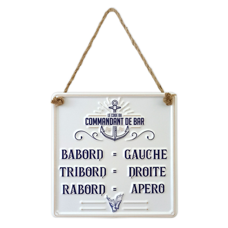 PLAQUE METAL "COMMANDANT DE BAR"