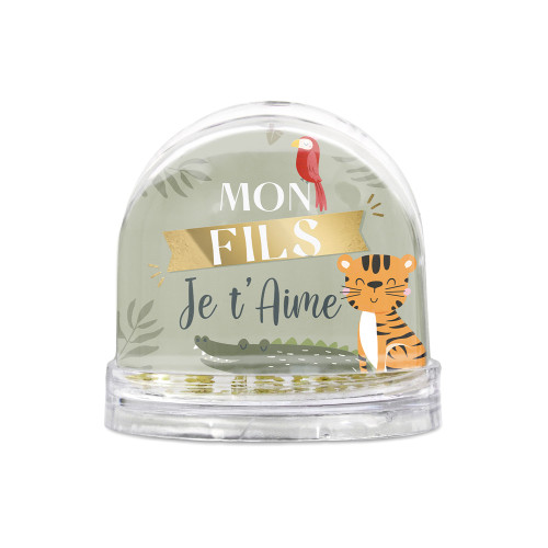 BOULE A NEIGE &quot;MON FILS...&quot; TIGRE