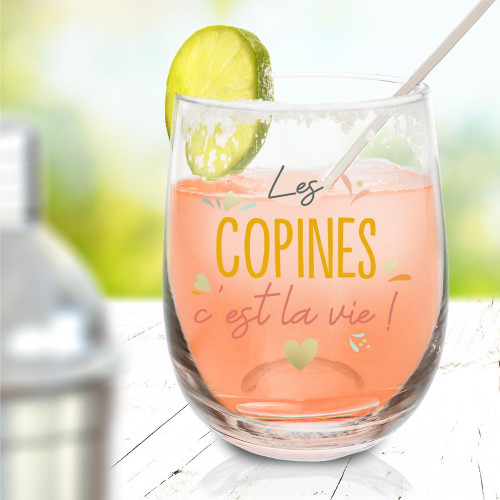 VERRE ROND &quot;LES COPINES C&#039;EST LA VIE&quot;