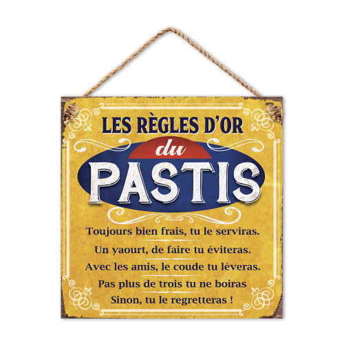 PLAQUE METAL "REGLES DU PASTIS"