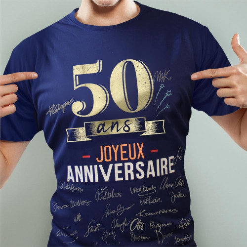 TEE SHIRT A DEDICACER HOMME 50 ANS