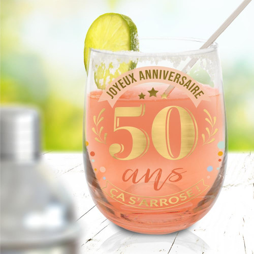 VERRE ROND CADEAU 50 ANS