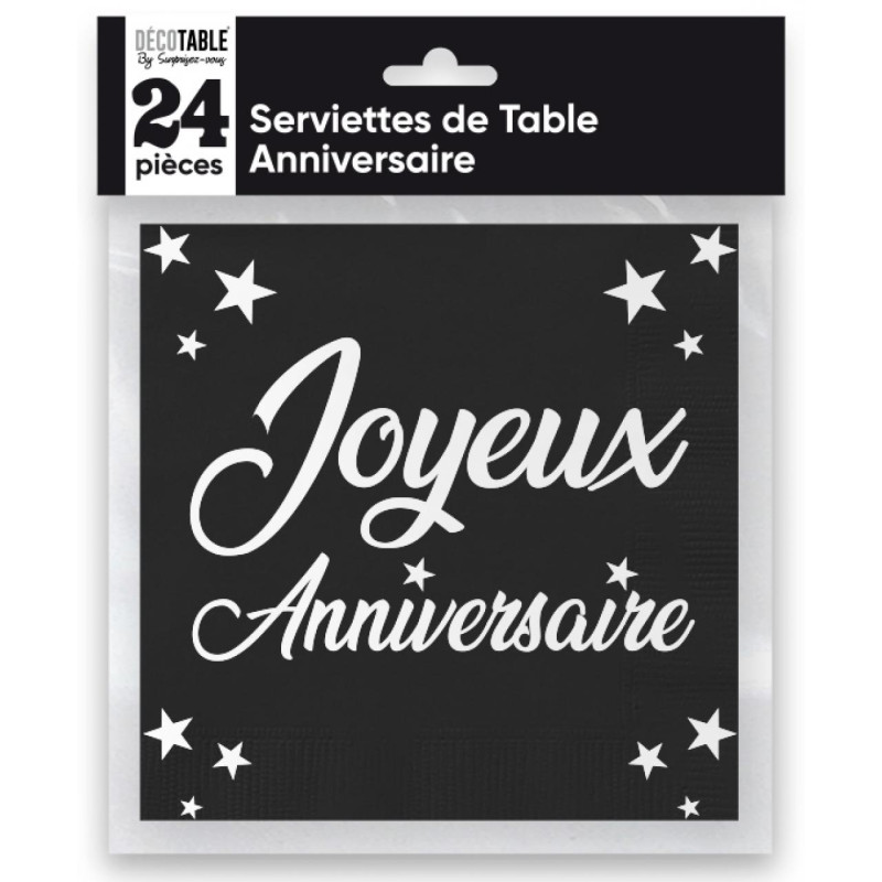 Serviettes joyeux anniversaire métallisé-décoration de table