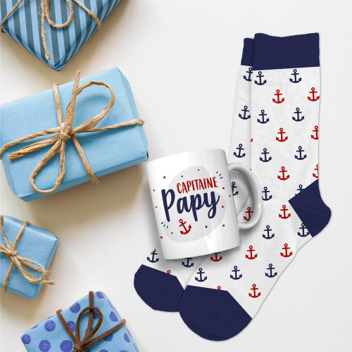 COFFRET MUG CHAUSSETTES &quot;CAPITAINE PAPY&quot;