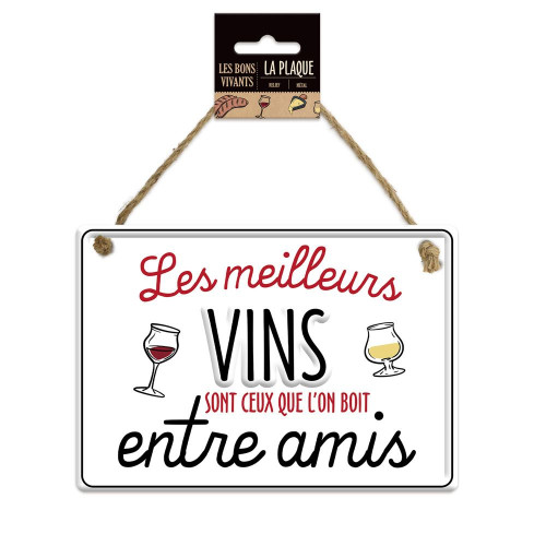 PLAQUE METAL "VIN ENTRE AMIS"