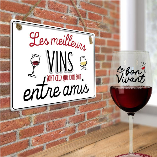 PLAQUE METAL &quot;VIN ENTRE AMIS&quot;