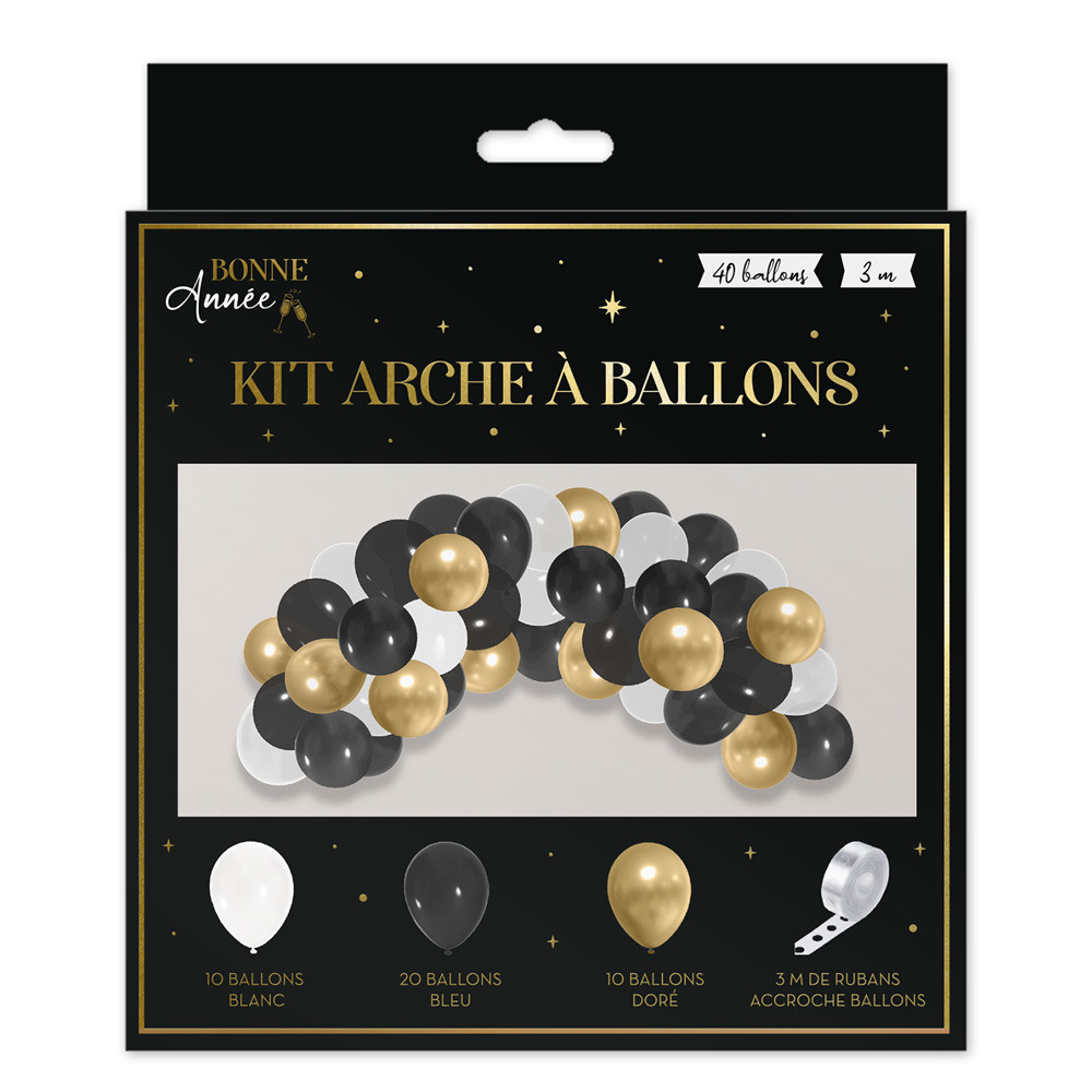 Kit arche ballons or noir