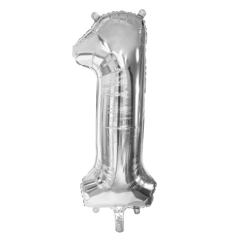 BALLON CHIFFRE 1 ARGENT 86CM