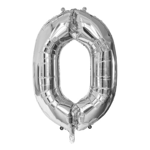 BALLON CHIFFRE 0 ARGENT 86CM