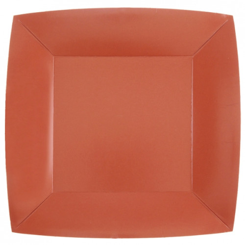 10 ASSIETTES GM CARRE TERRACOTTA