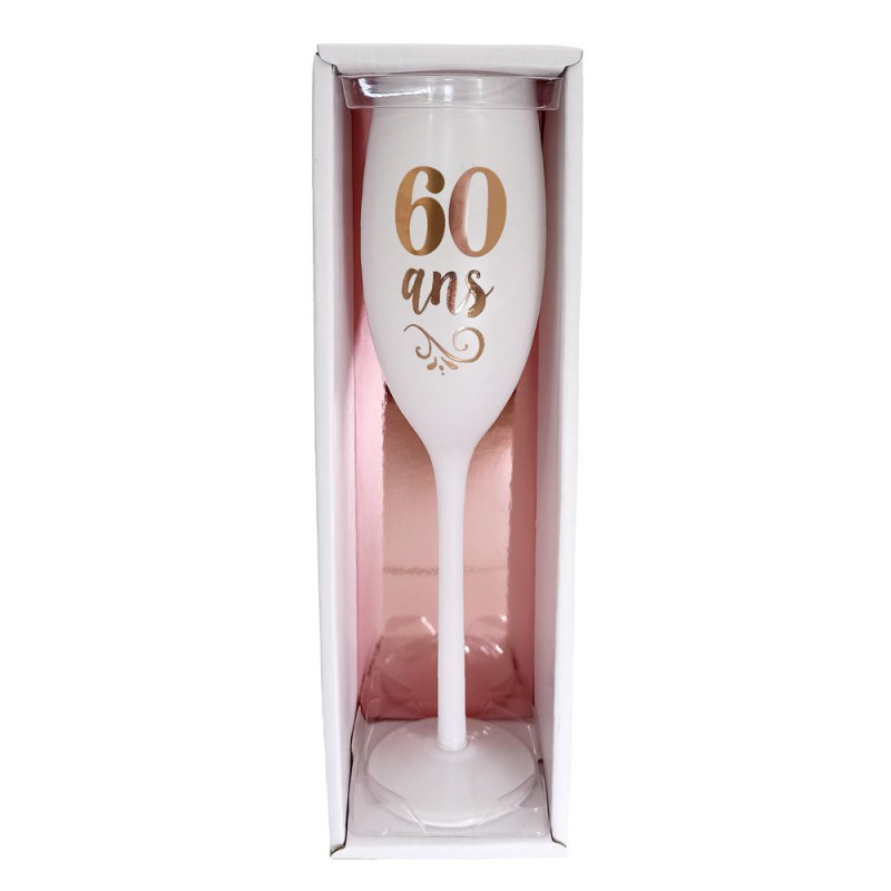 FLUTE BLANCHE ROSE DORE 60 ANS