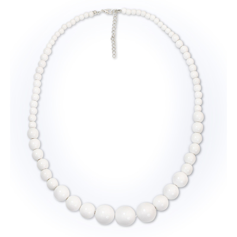 COLLIER PERLES ANNEE 70 BLANC