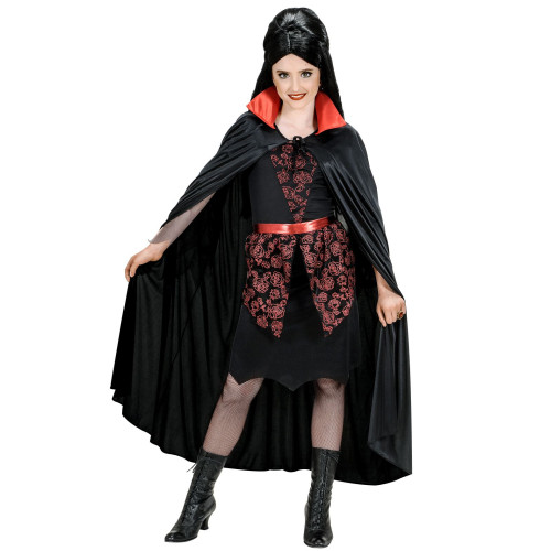 CAPE NOIRE COL ROUGE SATIN 110CM