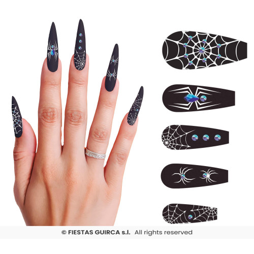 12 FAUX ONGLES ARAIGNEE