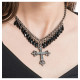 COLLIER CROIX ET PERLES NOIRES