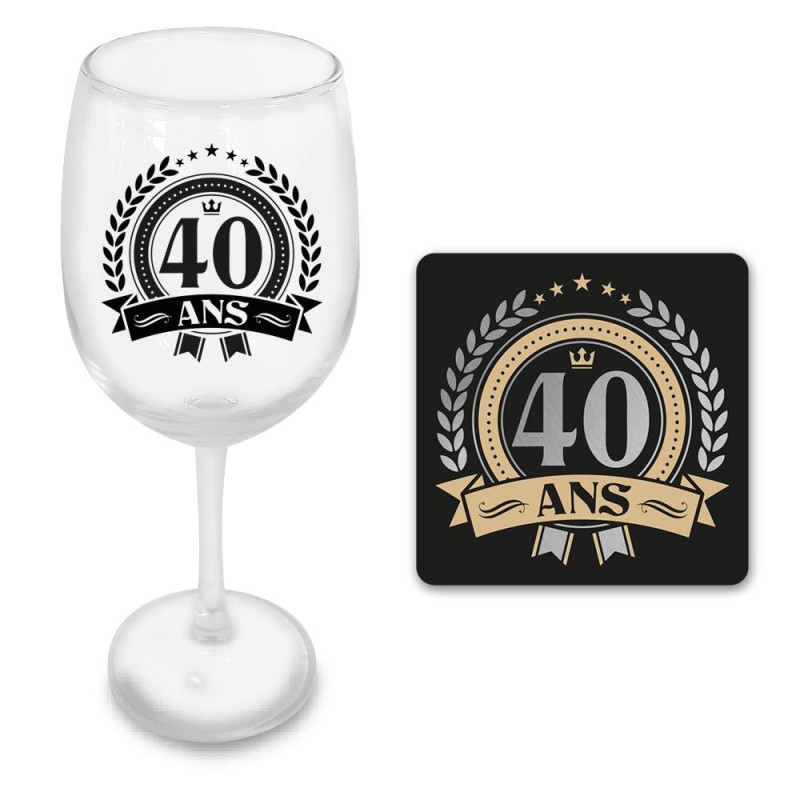 COFFRET VERRE A VIN 40 ANS