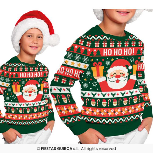 PULL DE NOËL "HO HO HO"7/9 ANS