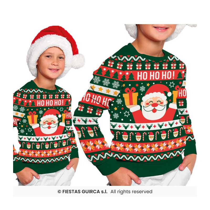 PULL DE NOËL "HO HO HO"7/9 ANS