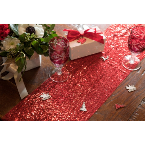 CHEMIN TABLE SEQUINS ROUGE 3M