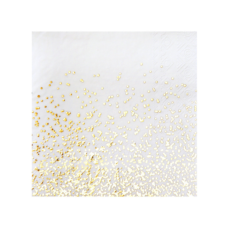 10 SERVIETTES NOEL CONFETTIS BLANC