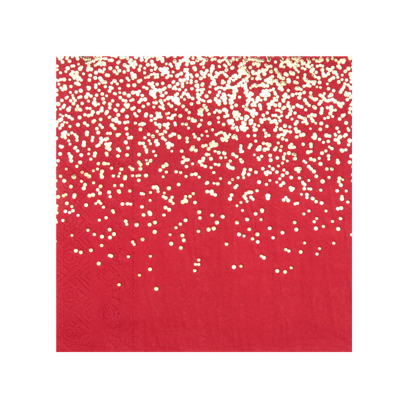 10 SERVIETTES NOEL CONFETTIS ROUGE