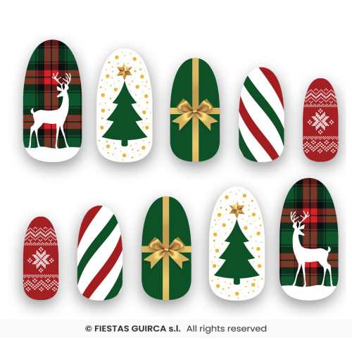 10 ONGLES SAPIN DE NOËL