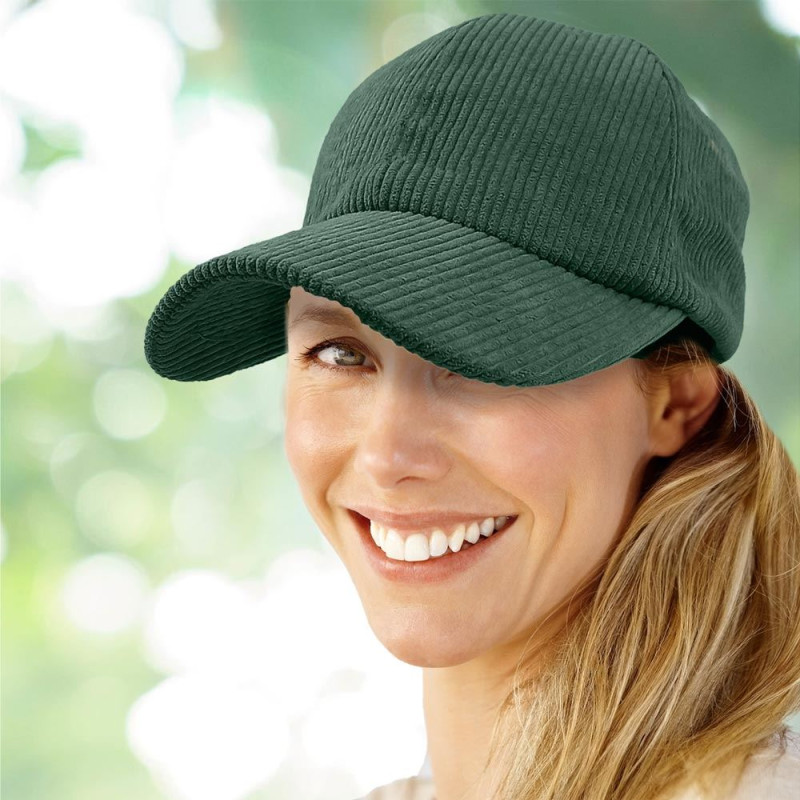 CASQUETTE VELOURS COTELE VERT