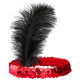 BANDEAU PAILLETTES ROUGE PLUMES