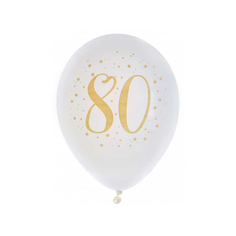 8 BALLONS 80 ANS OR DIAM 23CM