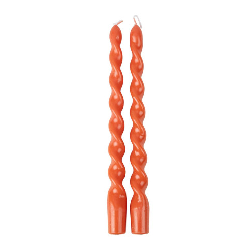 2 BOUGIES FLAMBEAU TORSADÉES ORANGE