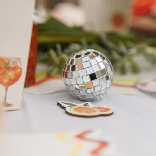 6 BOULES À FACETTES VERRE MIROIR ARGENT