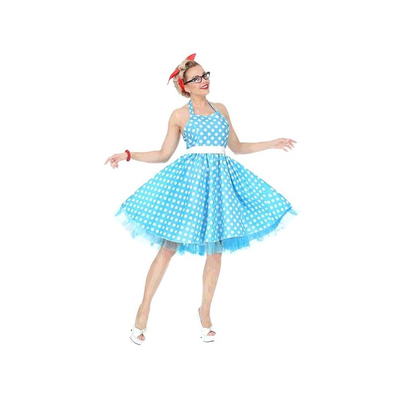 ROBE BLEUE MODE 50'S L - Ouest Fetes