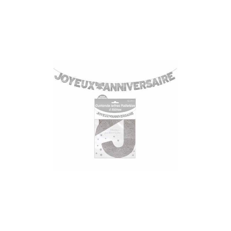 Guirlande Lettres Joyeux Anniversaire Argent Ouest Fetes