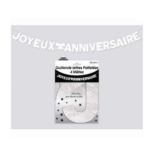 Guirlande Lettres Joyeux Anniversaire Blanc Albatre 4 Metres Ouest Fetes