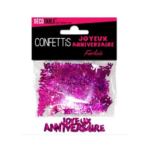 6 confettis anniversaire 10 ans fuchsia 5 cm