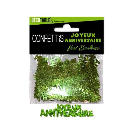 Confettis de table Joyeux Anniversaire Vert excellence