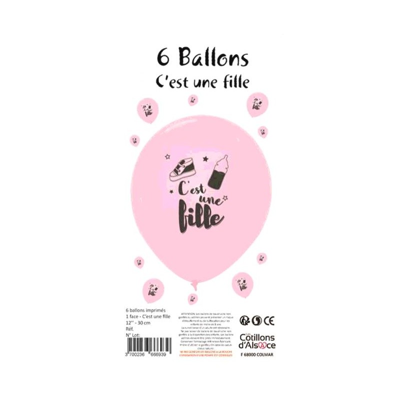 6 BALLONS BABY SHOWER FILLE - Ouest Fetes