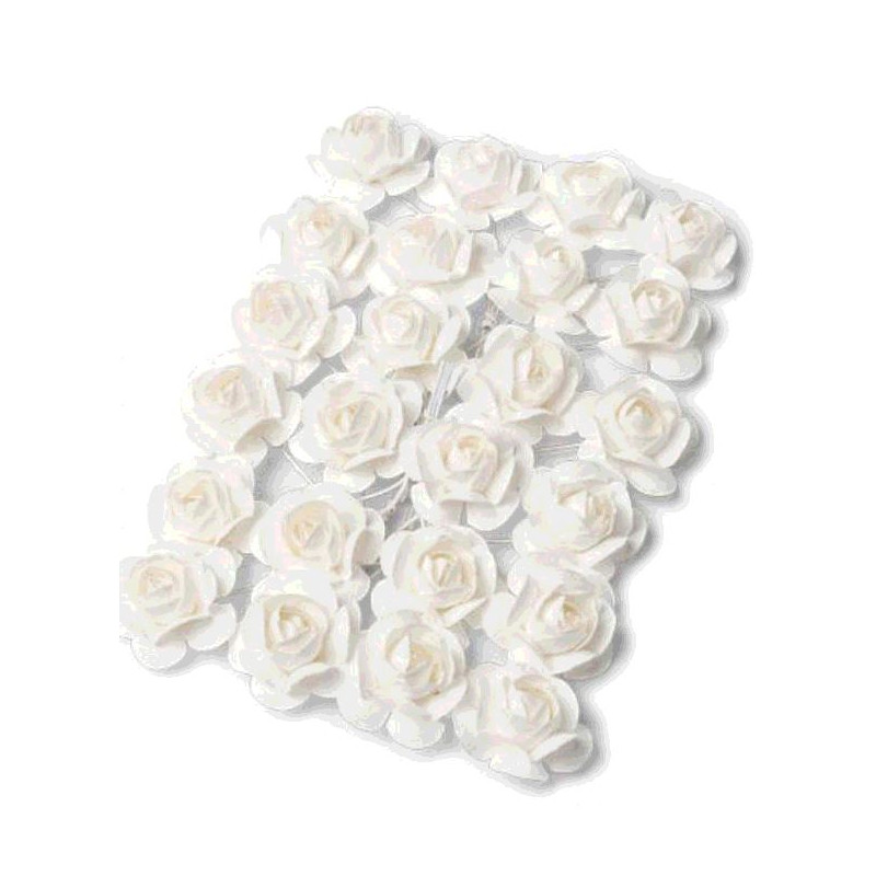 24 Roses Blanches 2 1cm Ouest Fetes