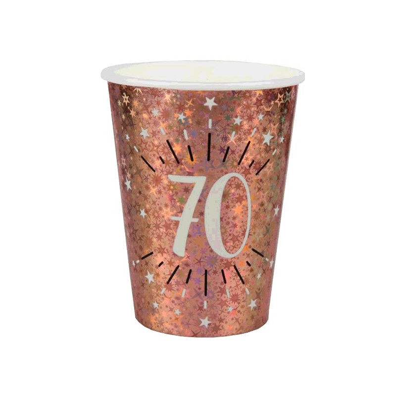 10 GOBELETS ETINCELANT ROSE GOLD 70 ANS