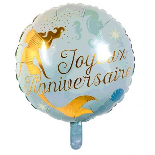 Ballon Alu Sirene Joyeux Anniversaire Diametre 45cm Ouest Fetes