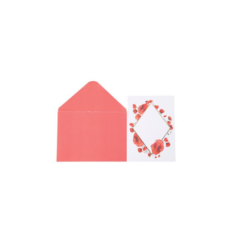 10 INVITATIONS CARTE DE VOEUX COQUELICOT ROUGE